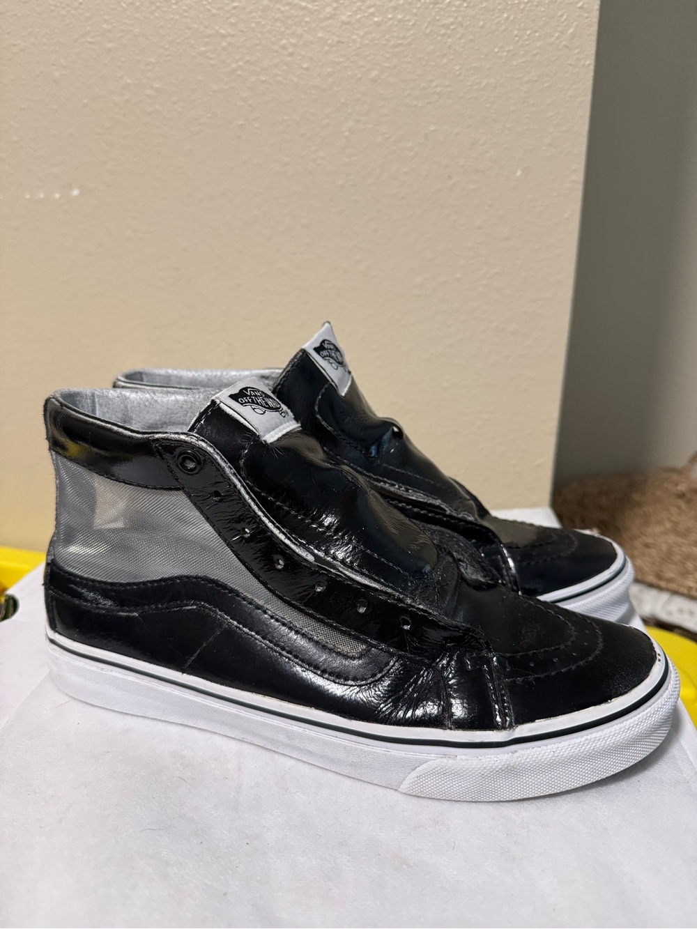 Vans Black and White High-Top Mesh Panel Sneakers
